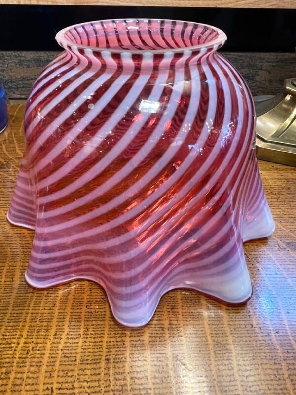 Cranberry Swirl Ruffled Glass Shade