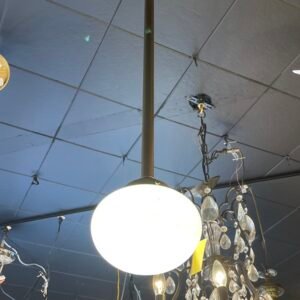 Mid-Century Modern Globe Pendant Light – Opal Glass with Downrod
