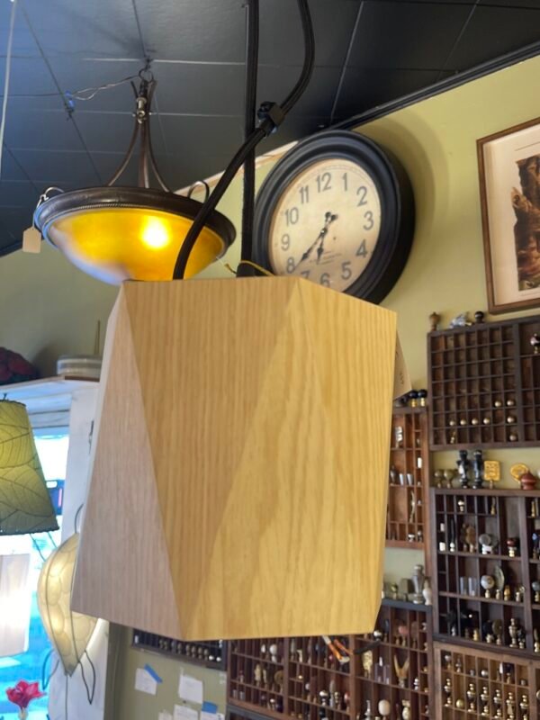 Scandinavian Style Faceted Wood Hanging Light