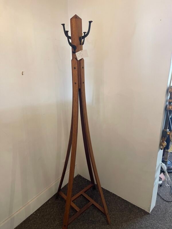 Wooden Coat Tree with Forged Hooks