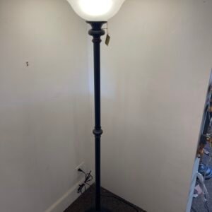 Black Torchiere Floor Lamp with Frosted Bowl