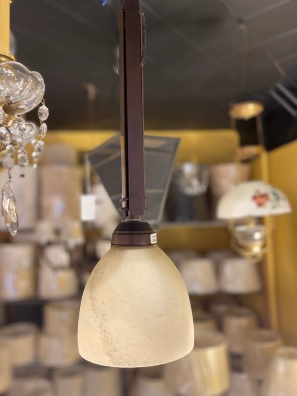 Contemporary Bronze Pendant with Frosted Glass Shade