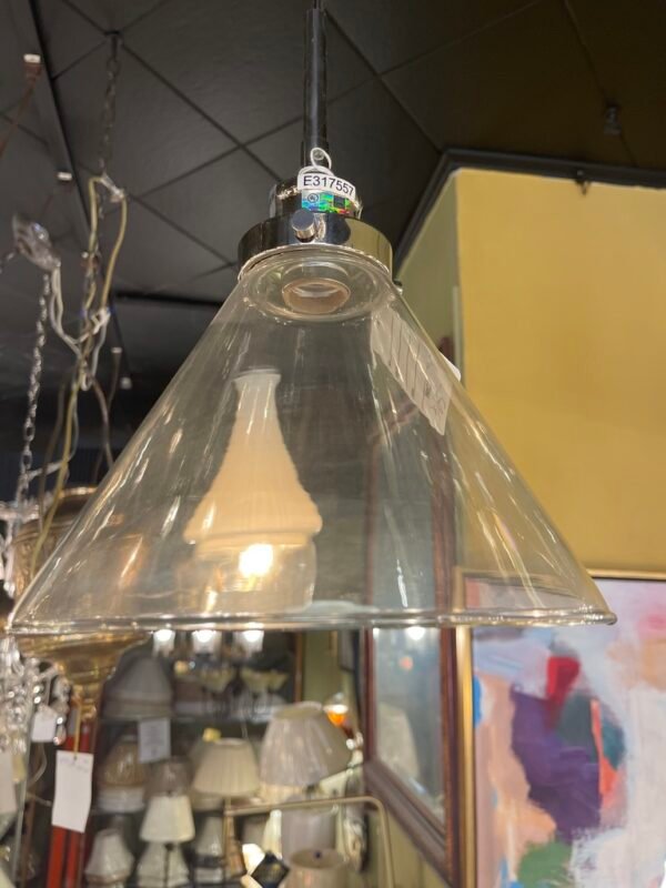 Clear Cone Pendant with Chrome Cap