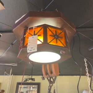 Vintage Spanish Revival Ceiling Light with Amber Mica Panels