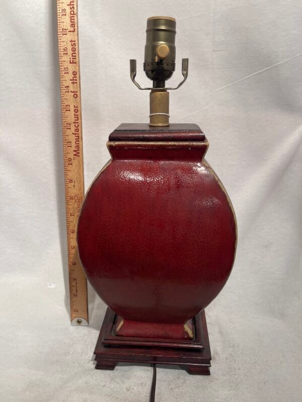 Rustic Red Pottery Lamp with Pedestal Base