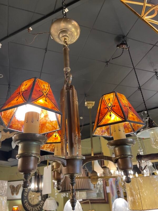 Arts & Crafts Mica Shade Chandelier