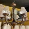 Antique Bronze 6-Light Chandelier with Petite Silk Shades
