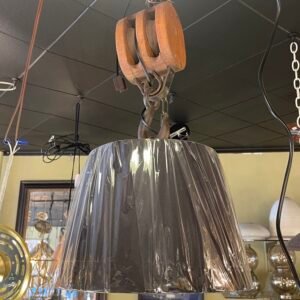 Rustic Pulley-Hung Hanging Light – Black Drum Shade