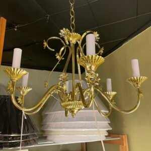 Vintage Brass Floral Candelabra Chandelier