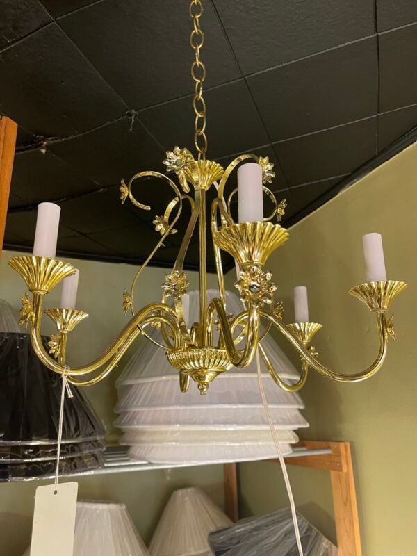 Vintage Brass Floral Candelabra Chandelier