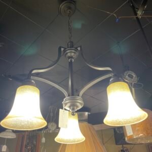 Classic 3-Light Chandelier with Amber Bell Shades