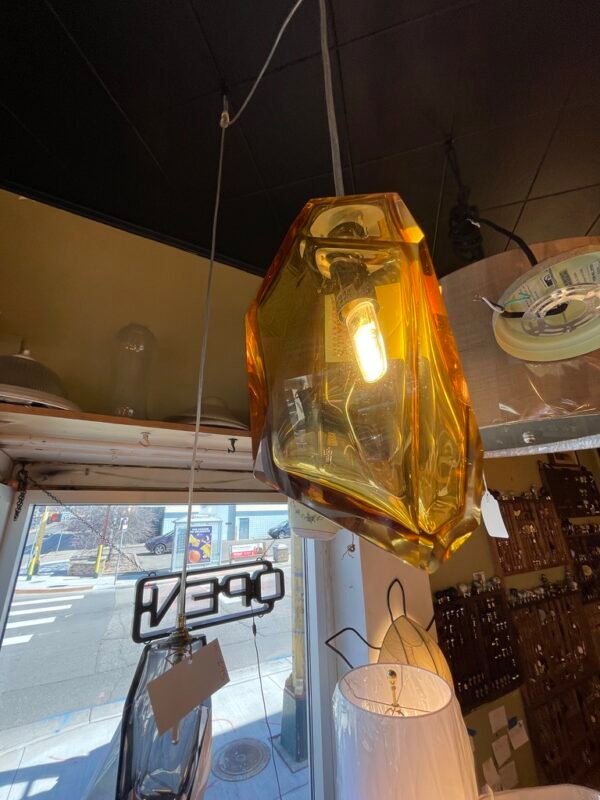 Modern Amber Glass Geometric Pendant Light