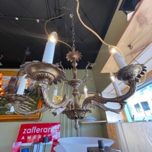 Florentine Brass Scroll Chandelier 1920s