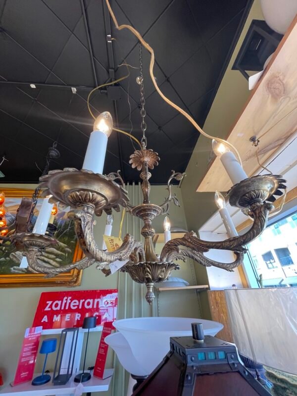 Florentine Brass Scroll Chandelier 1920s