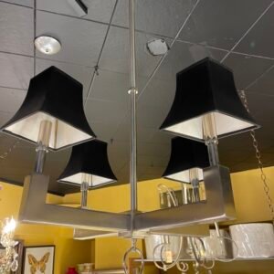 Contemporary Square Frame Chandelier with Black Shades