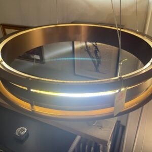 Modern Circular Brass LED Pendant Light – Suspended Halo Ring Fixture