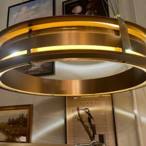 Modern Circular Brass LED Pendant Light – Suspended Halo Ring Fixture