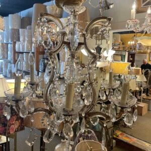 Vintage Crystal and Brass 7-Light Chandelier – Ornate French Style Fixture