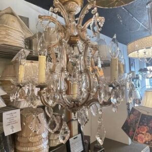 Vintage Crystal and Brass 7-Light Chandelier – Ornate French Style Fixture