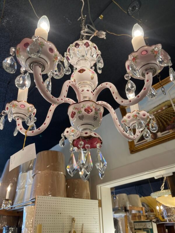“Hand-painted 5-light porcelain chandelier in Bohemian style”