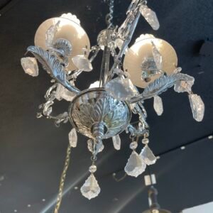 Chrome Crystal Chandelier with Beaded Glass Bulb Covers