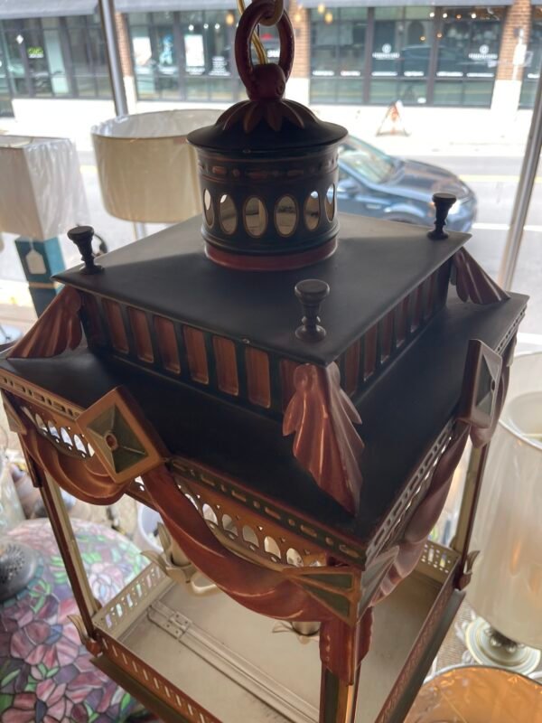 painted vintage lantern chandelier side angle
