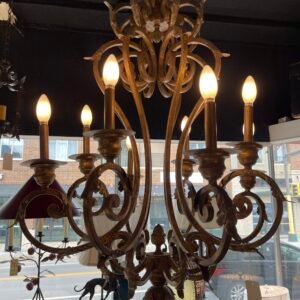 Baroque Revival Gold Scroll Chandelier – 8 Light