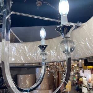 MCM Chrome Drum Chandelier with Constellation Embroidery