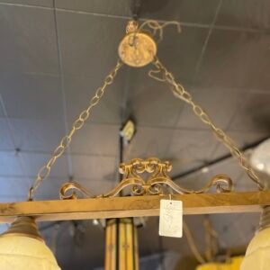 Rustic Double Bell Pendant Light with Amber Glass Shades