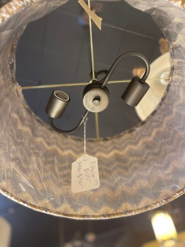 Underside view of chevron pattern drum shade pendant