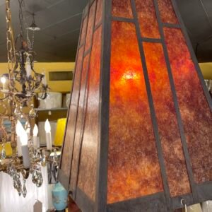 Mission Style Amber Mica Pendant Lamp