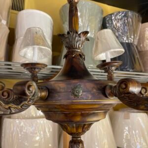 Antique Bronze 6-Light Chandelier with Petite Silk Shades