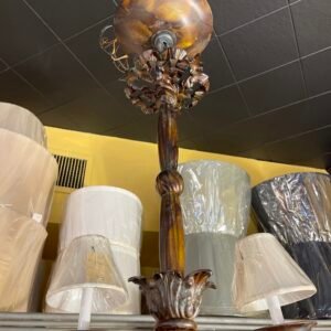 Antique Bronze 6-Light Chandelier with Petite Silk Shades
