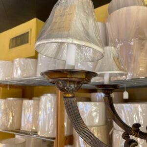 Antique Bronze 6-Light Chandelier with Petite Silk Shades
