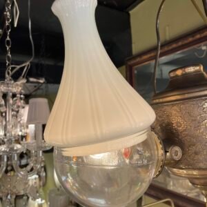 Victorian-Style Oil Lamp Chandelier with Milk Glass Shades