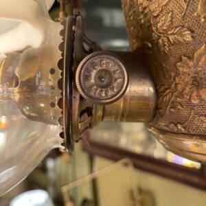 Victorian-Style Oil Lamp Chandelier with Milk Glass Shades