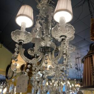 Crystal Teardrop Chandelier with Fabric Shades