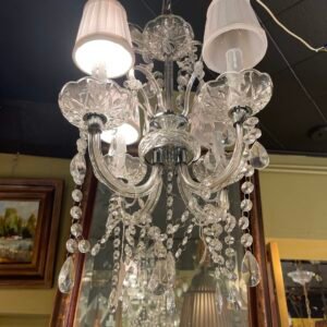 Crystal Teardrop Chandelier with Fabric Shades