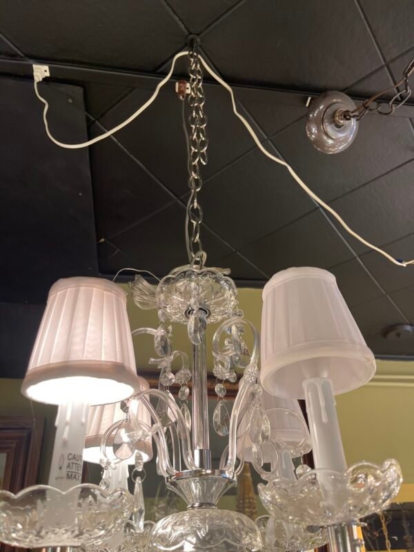 White pleated chandelier shades