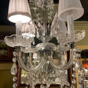 Crystal Teardrop Chandelier with Fabric Shades