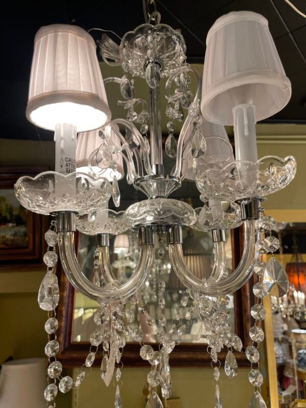 4-light crystal chandelier with fabric shades