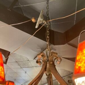 Rustic Wrought Iron Chandelier with Mica Shades