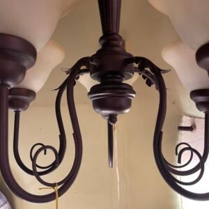 Traditional Bronze 5-Light Chandelier with Frosted Bell Shades