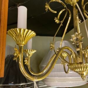 Vintage Brass Floral Candelabra Chandelier