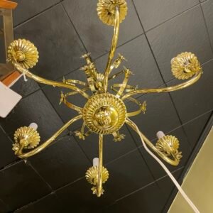 Vintage Brass Floral Candelabra Chandelier