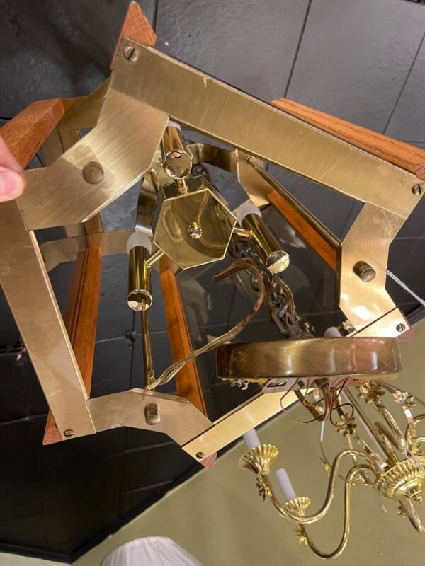 View of brass frame interior and candle lights