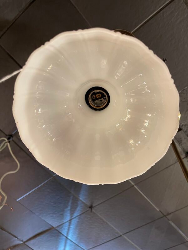 Bottom view of ribbed glass pendant light