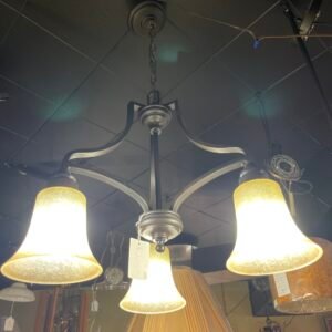 Classic 3-Light Chandelier with Amber Bell Shades