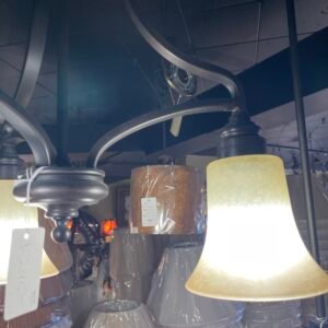Classic 3-Light Chandelier with Amber Bell Shades
