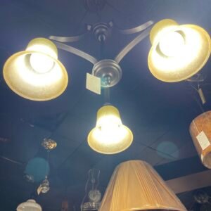 Classic 3-Light Chandelier with Amber Bell Shades